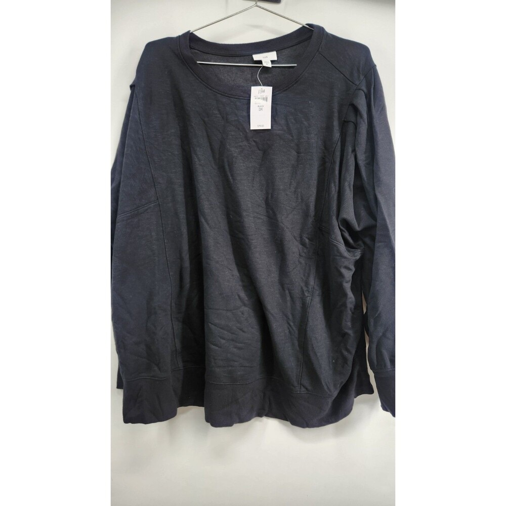 J‎ Jill 3x Black Womens Elevated Pullover Sweatshirt Sweater Cotton Blend NWT